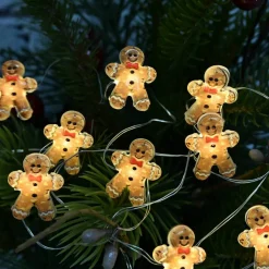 18ct. Warm White LED Gingerbread Cookie String Lights on Silver Wire by Ashland®