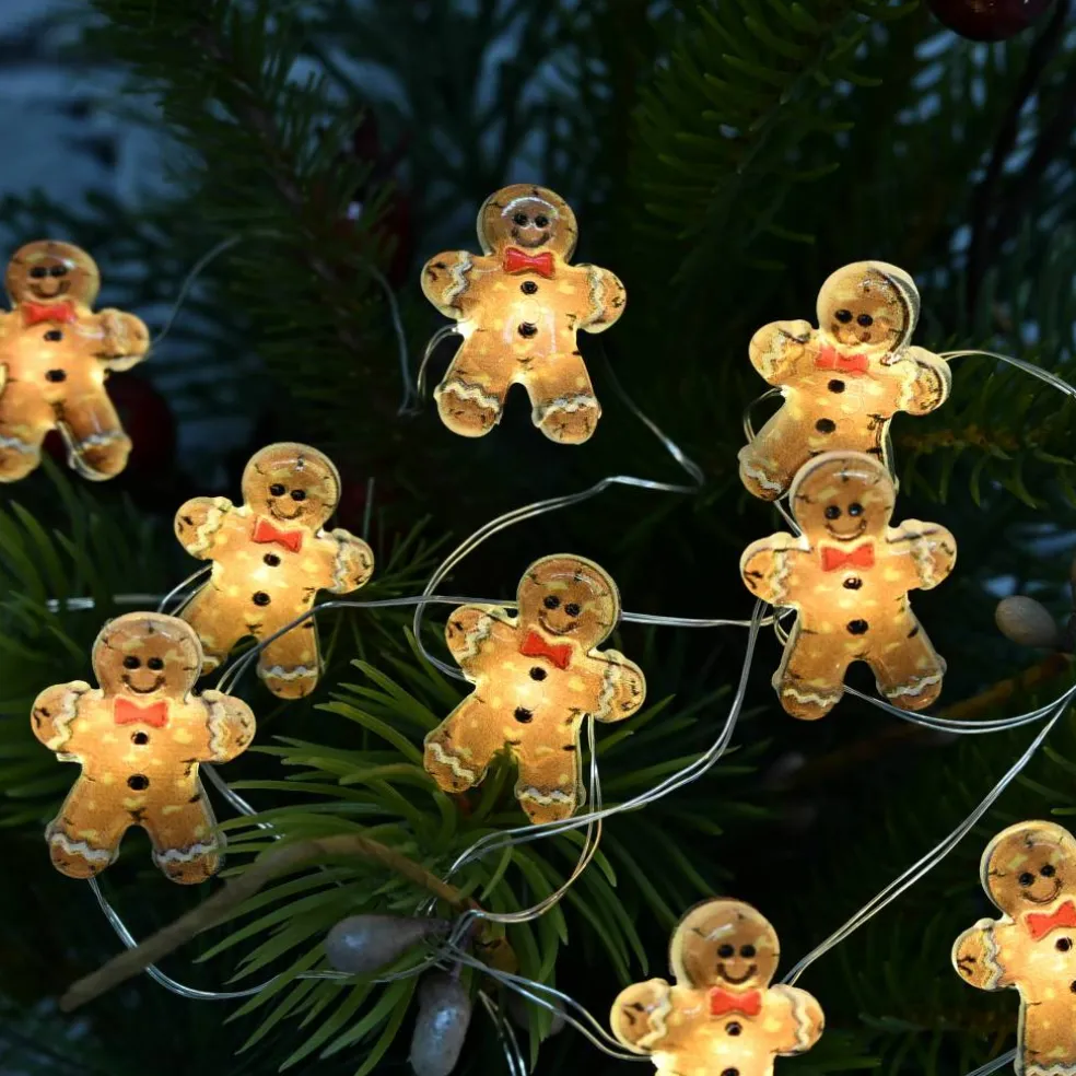 18ct. Warm White LED Gingerbread Cookie String Lights on Silver Wire by Ashland®