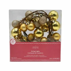 18ct. Warm White LED Gold Ornament Garland String Lights on Brown Wire by Ashland®