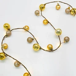 18ct. Warm White LED Gold Ornament Garland String Lights on Brown Wire by Ashland®