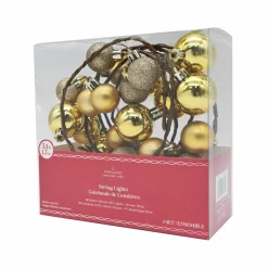 18ct. Warm White LED Gold Ornament Garland String Lights on Brown Wire by Ashland®