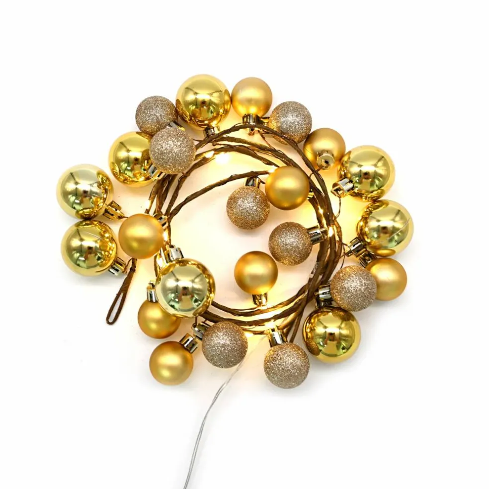 18ct. Warm White LED Gold Ornament Garland String Lights on Brown Wire by Ashland®