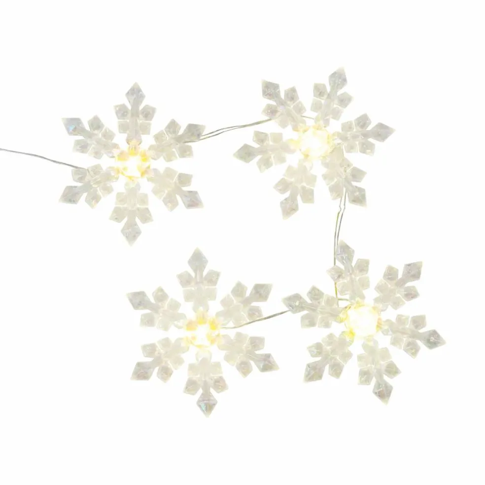 10ct. Warm White LED Iridescent Snowflake String Lights on Silver Wire by Ashland®