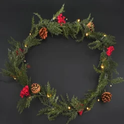 20ct. Warm White LED Red Berry & Pinecone Garland String Lights by Ashland®