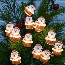 18ct. Warm White LED Santa in Chimney String Lights on Silver Wire by Ashland®