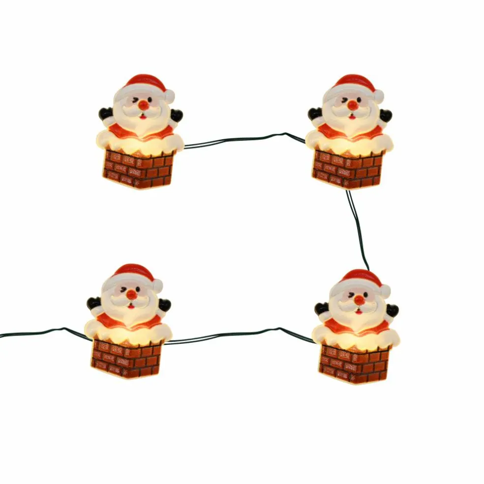 18ct. Warm White LED Santa in Chimney String Lights on Silver Wire by Ashland®