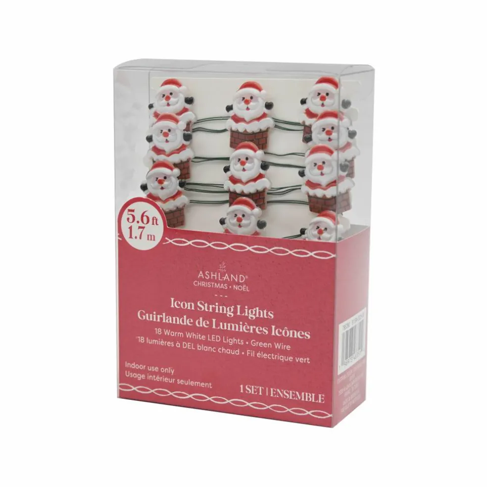 18ct. Warm White LED Santa in Chimney String Lights on Silver Wire by Ashland®