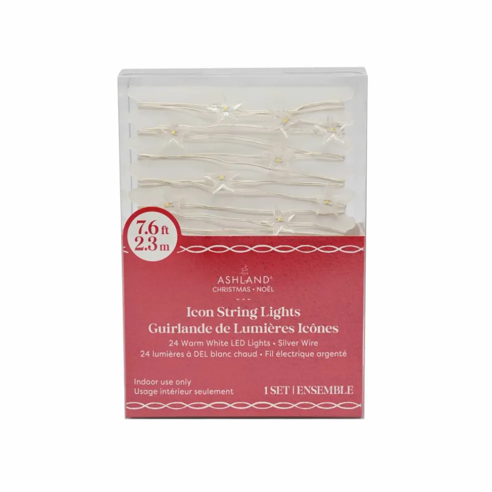 24ct. Warm White LED Star String Lights on Silver Wire by Ashland®