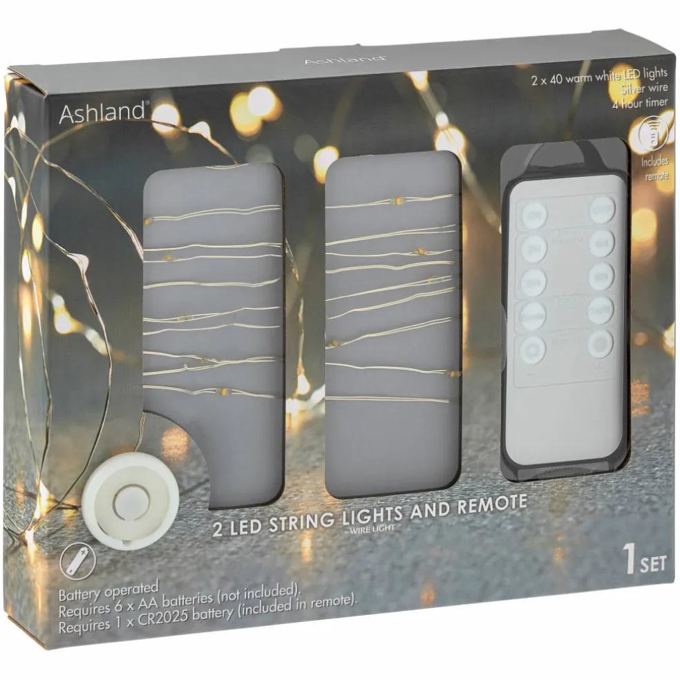 40ct. Warm White LED String Lights with Silver Wire by Ashland®, 2ct.