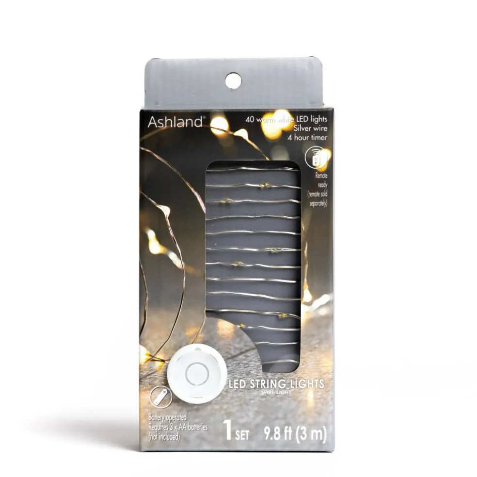 40ct. Warm White Silver Wire LED String Lights by Ashland®