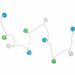10ct. White Twine Wrapped Multicolor Ball String Lights with Green Wire