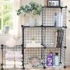 Cube Storage Organizer,6 Cube Closet Organizers and Storage,Wire Metal Grids Bookshelf,Stackable Modular Shelves,Cube Storage Organizer Bins for Home,Office,Kids Room,Black