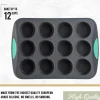 12-Cup Silicone Muffin Pan with Hard Lining, Nonstick & Heat-Resistant, Grey/Mint