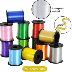 Curling Ribbon-12 Assorted Colors Balloon Curling Ribbons Set-240 Yards Balloon String for DIY Decor,Gift Wrapping,Ribbons and Bows for Christmas New Year Birthday Gifts Graduation Supplies