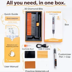 Customizer Engraving Pen by Resparked (Formerly Culiau): Ultimate Cordless Portable Tool for Artists & DIYers - Engrave 50+ Surfaces - Beginner Friendly - Rechargeable - Free 30 Bits & Mastery Guide