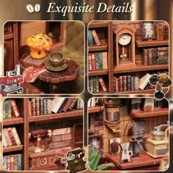 CUTEBEEĀ® Book Nook Kit Corner Coffee Shop DIY Miniature House Shelf Insert Decor Diorama Kit