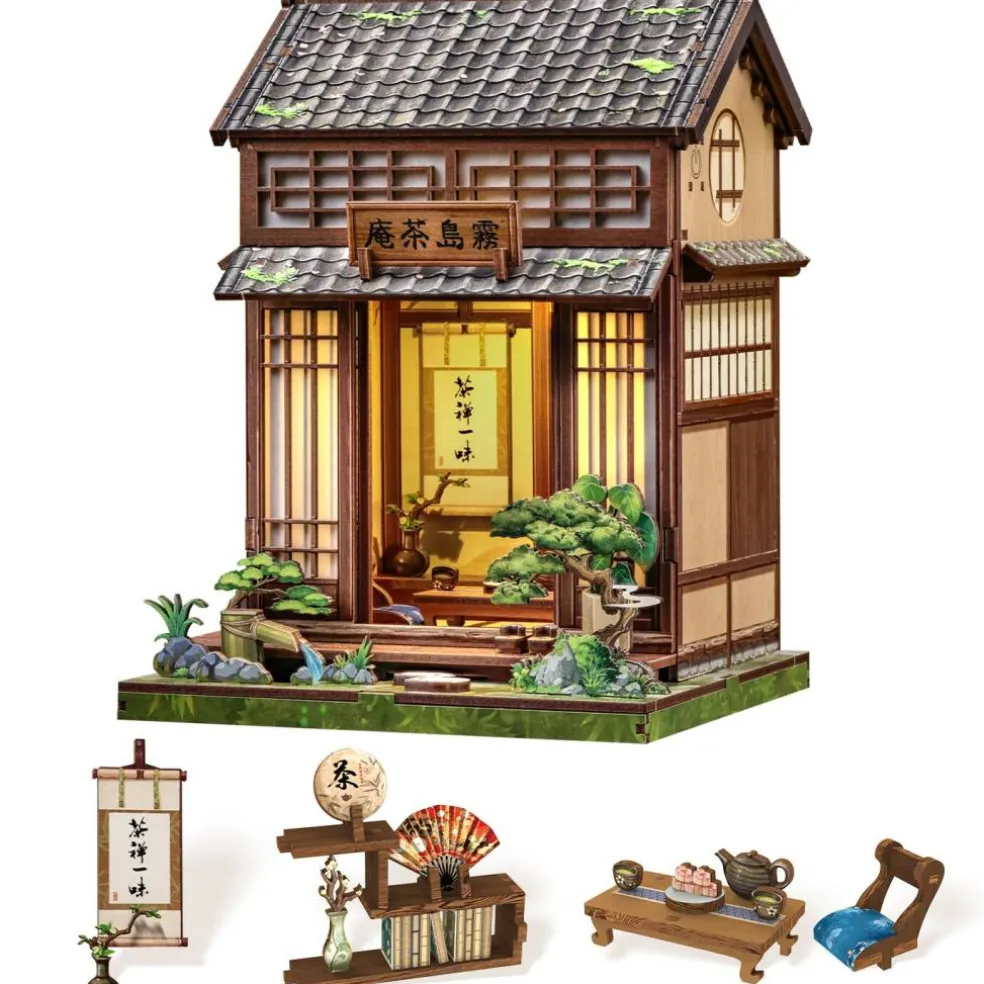 CUTEBEE® Book Nook Kit Japanese Tea House DIY Miniature House Shelf Insert Decor Diorama Kit