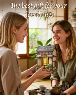 CUTEBEE® Book Nook Kit Japanese Tea House DIY Miniature House Shelf Insert Decor Diorama Kit