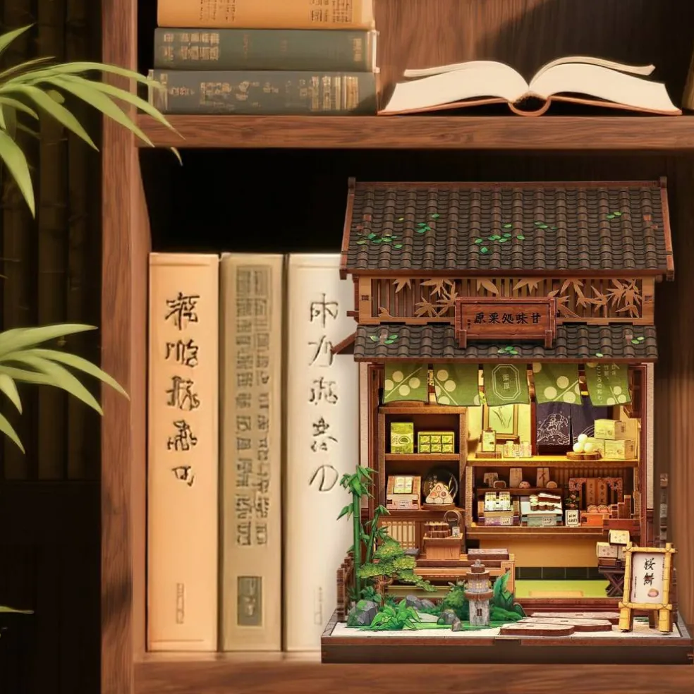 CUTEBEE® Book Nook Kit Kanmi-dokoro Kurihara DIY Miniature House Shelf Insert Diorama