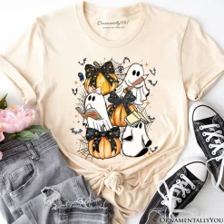 Cute Ghost Teacher Halloween T-Shirt, Retro Boo Spooky School Tee