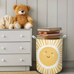 Cute Sunshine Laundry Basket, Boho Sunshine Nursery Waterproof Collapsible Laundry Hamper Dirty Clothes Storage Toy Bin Organizer for Toddler Baby Kids Room Bedroom Bathroom College Dorm