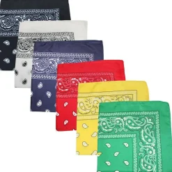 Daily Basic Bulk Lot Polyester XL Multi-Purpose Bandana - Paisley and Solid - Pack of 200