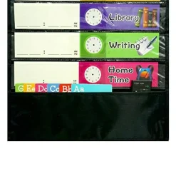 Daily Schedule Pocket Chart， Black Class Schedule with 26 Cards, 13+1 Pockets. 13 Colored + 13 Blank Double-Sided Reusable Cards, Easy Over-Door Mountings Included. (13” x 36”)
