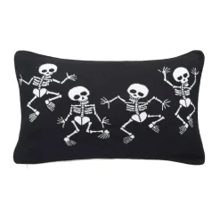 Dancing Skeletons Cotton Blend Halloween Accent Throw Pillow 16" x 24"