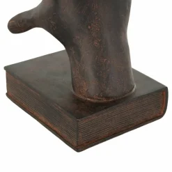 7.5" Dark Brown Hands Heart Inspired Decorative Bookend Set with Butterfly & Copper Accents