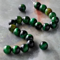 Dark Green Dyed Tiger's Eye Round Beads, 8mm by Bead Landing™