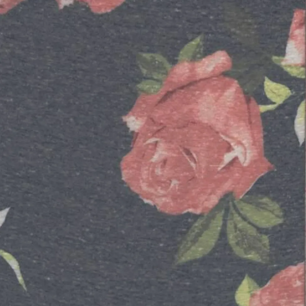 Dark Ink Blue Rose Slub Jersey Knit Fabric By the Yard