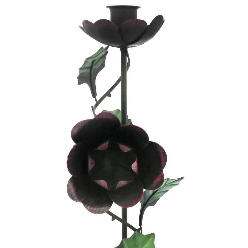 13" Dark Metal Rose Taper Candle Holder by Ashland®