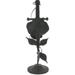10.75" Dark Sword-Pierced Rose Metal Tabletop Accent by Ashland®