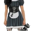 Dark Wonder Costume Gothic Mini Dress with Apron Buckle Cincher Bustle