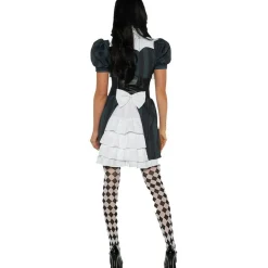 Dark Wonder Costume Gothic Mini Dress with Apron Buckle Cincher Bustle