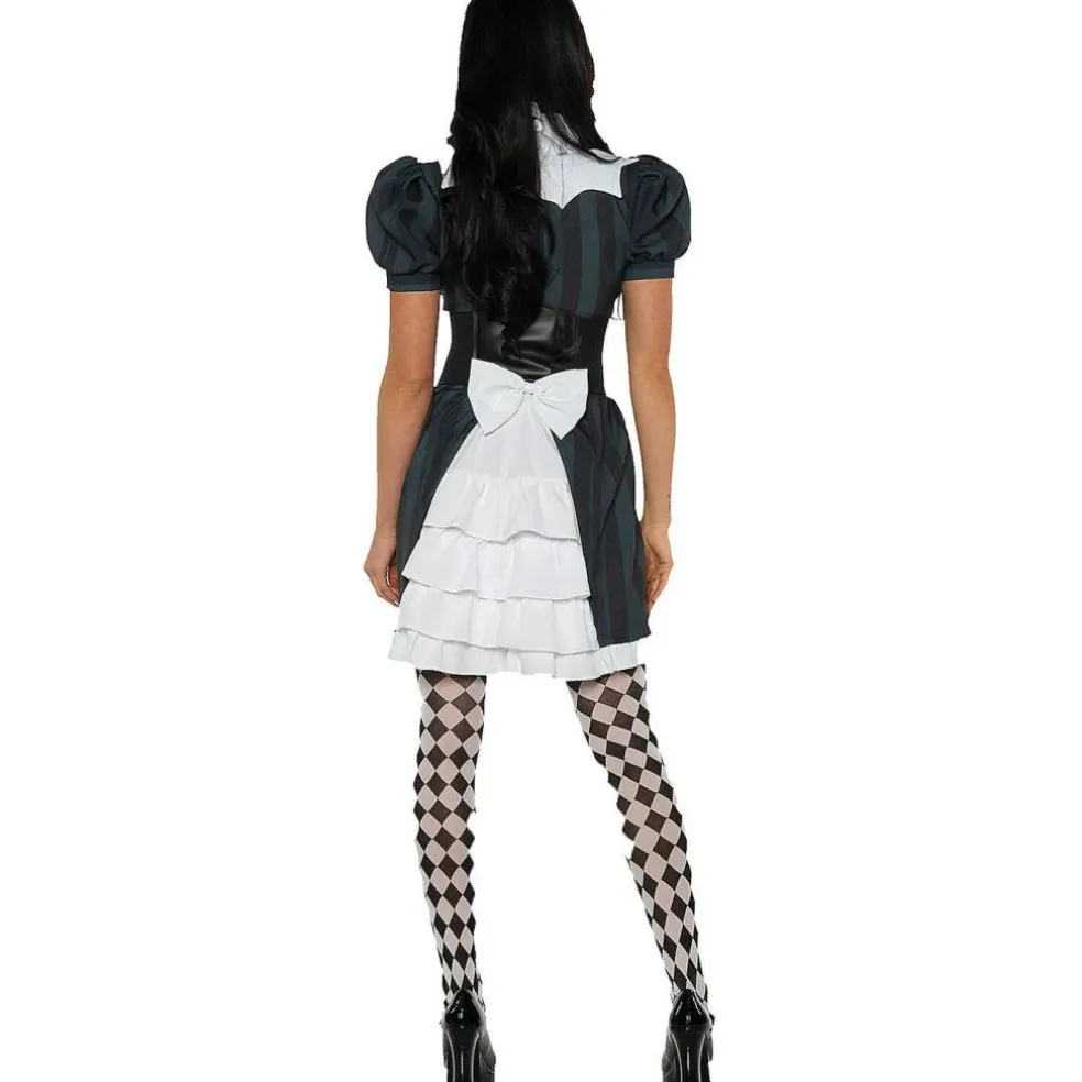 Dark Wonder Costume Gothic Mini Dress with Apron Buckle Cincher Bustle