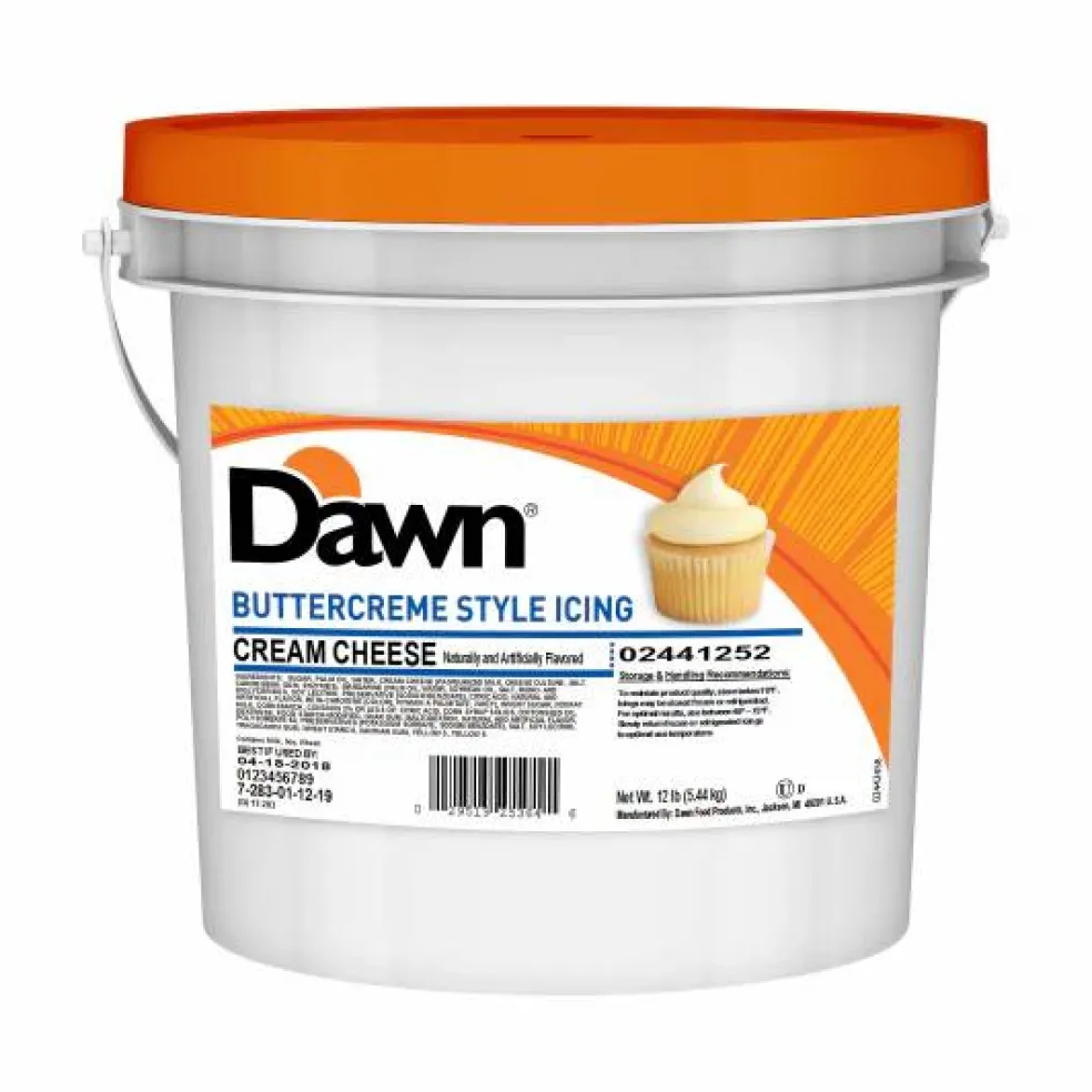 Dawn Extra Rich Exceptional Flavor Cream Cheese Buttercreme Icing 18lb tub Ready to Use Cake Icing
