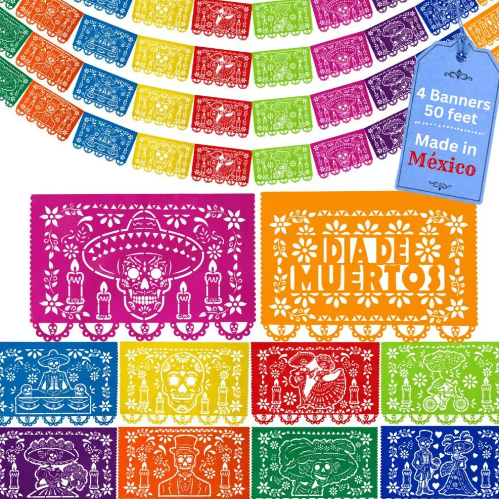 Day of the Dead Papel Picado - Paper (4 Pack), Exclusive Designs