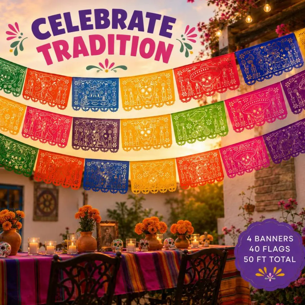 Day of the Dead Papel Picado - Paper (4 Pack), Exclusive Designs