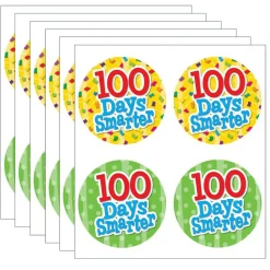 100 Days Smarter Wear 'Em Badges, Self-Adhesive, 32 Per Pack, 6 Packs