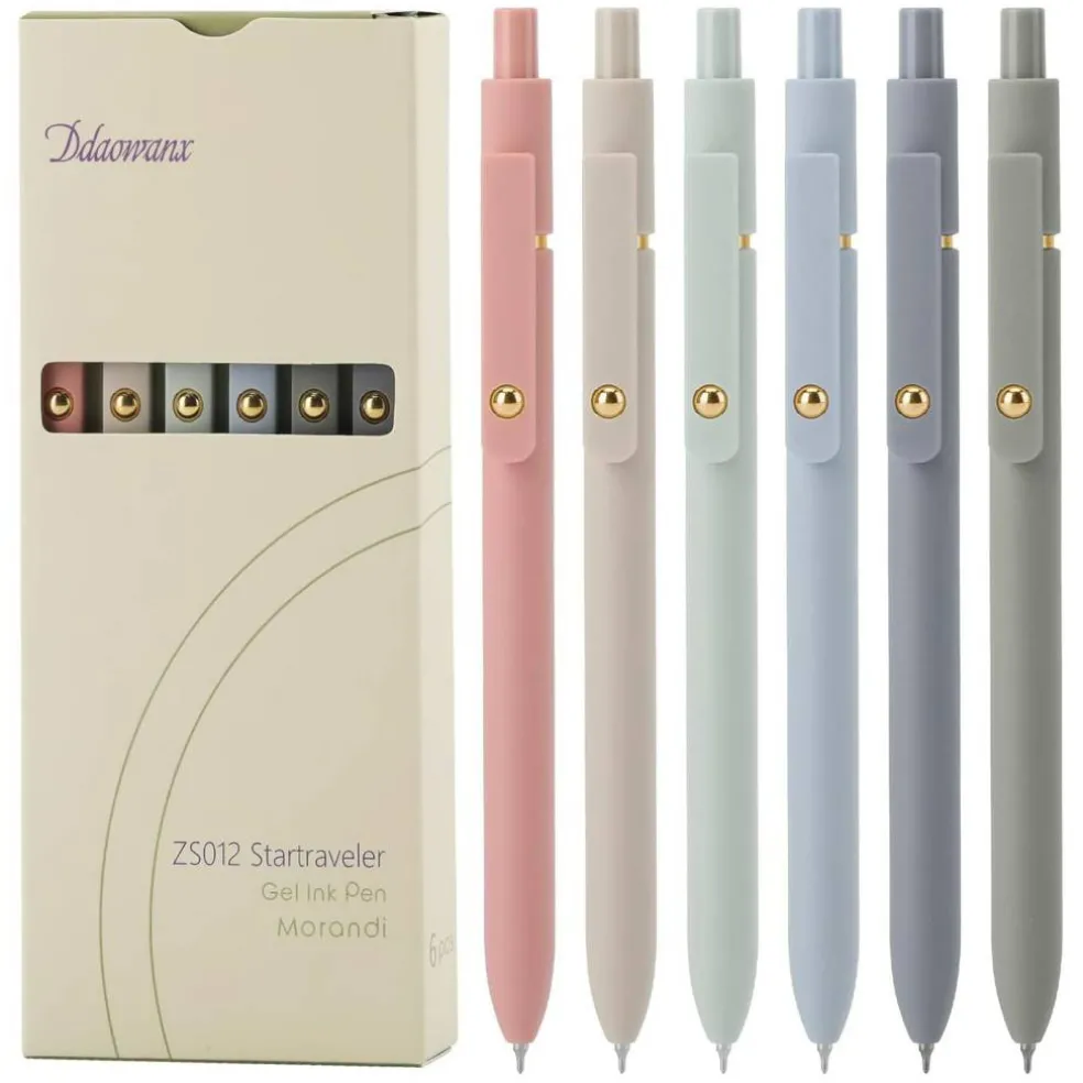 Ddaowanx Gel Pens,6 Pcs 0.5mm Retractable Quick Dry Black Ink Pens