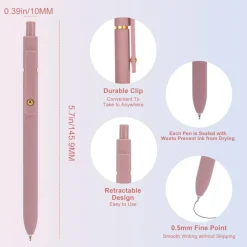 Ddaowanx Gel Pens,6 Pcs 0.5mm Retractable Quick Dry Black Ink Pens