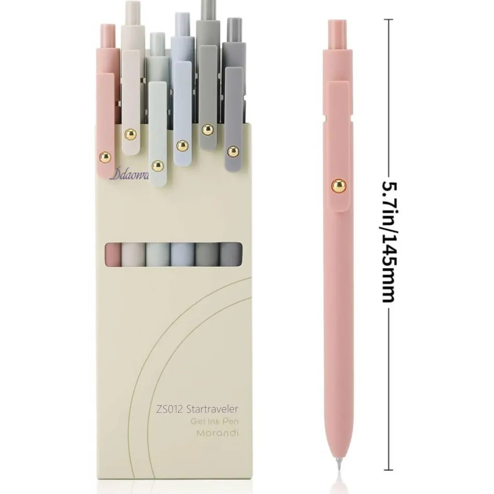 Ddaowanx Gel Pens,6 Pcs 0.5mm Retractable Quick Dry Black Ink Pens