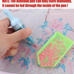 5d diamond painting pen flower pot shaped comfort grip standable ergonomic point drill pen for diamond painting and nail art, diamond painting kits, nail art accessories (pink)