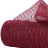 Deco Poly Mesh: 10.25" Fine Weave Metallic Mesh for Wreath Making and Decorations (Burgundy, Red Foil)