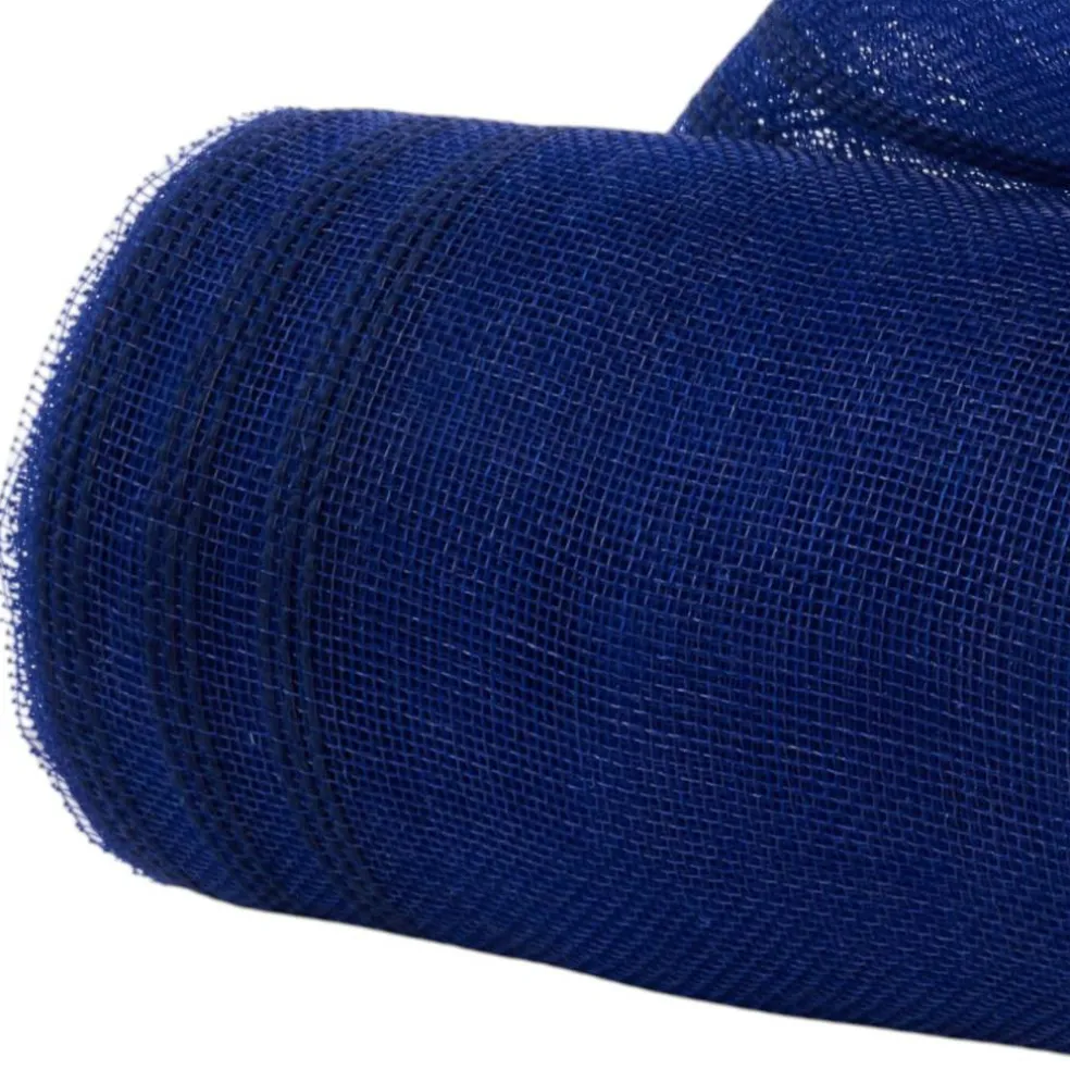 Deco Poly Mesh: Low-Fray Navy Blue Border Striped Mesh, Faux Jute