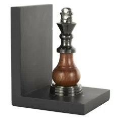 Decorative Dark Brown & Silver Chess Bookend Set