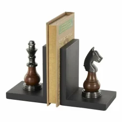 Decorative Dark Brown & Silver Chess Bookend Set