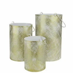 Decorative Floral Cut-Out Pillar Candle Lantern Set