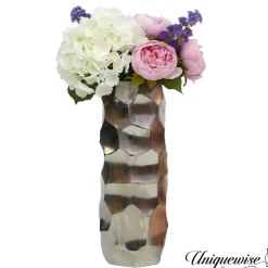 Decorative Modern Metal Honeycomb Design Table Flower Vase, Stylish Contemporary Centerpiece for Dining Room, Living Room, Bedroom, Office, or Wedding Décor with Floral Arrangements